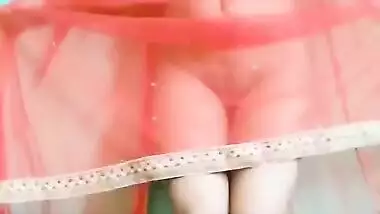 Bride making striping video to make husband cum