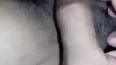 Pink cunt showing after fucking by a shy girl