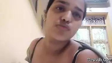 Hot sexy indian girl boob pressing selfie