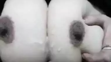 Point of view porn video of Indian guy cumming on girl's breasts