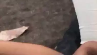 Play with her boobs and nipples outdoor