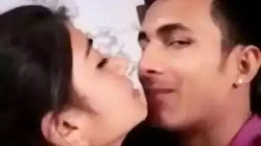 Girl kisses her XXX partner who films a sex movie about the making out
