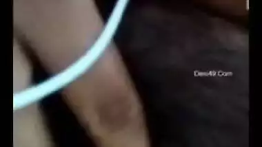 During the video call the Indian minx plays with tits and pussy