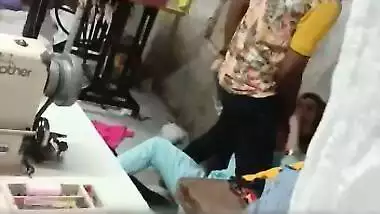 Indian girl sex with her co-worker inside workshop