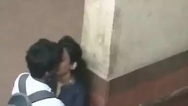 Desi collage couple outdoor kissing sn