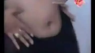 Black sari hot aunty